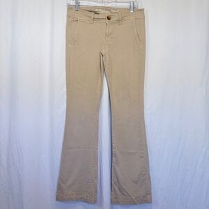 American Eagle Kick Boot Pants Tan Super Stretch Khaki Chino Size 4 Regular